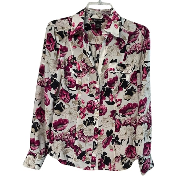WHBM 100% silk button up top - Picture 2 of 9